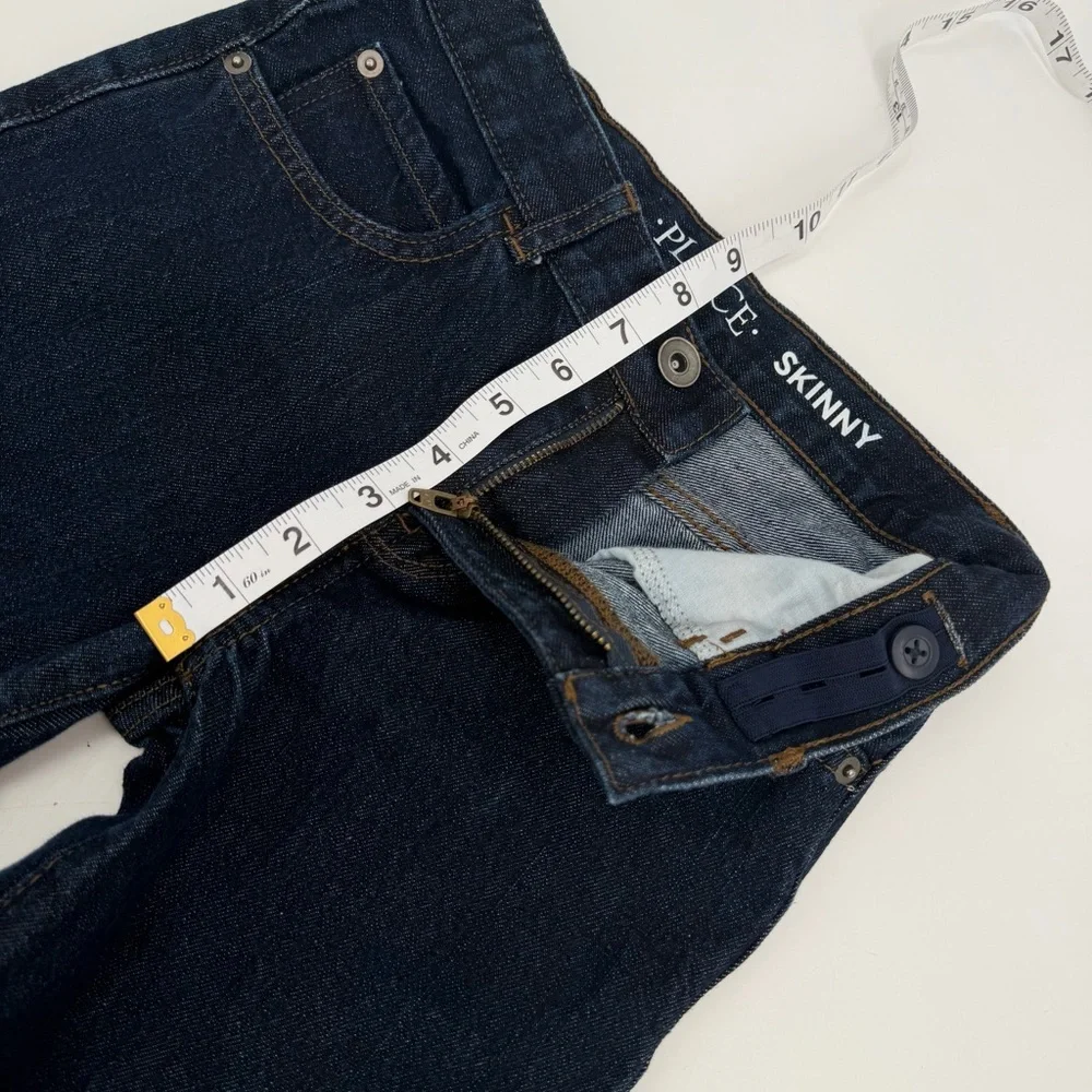 The Children's Place Jeans Boys 8 Dark Blue Skinny Cotton Denim Adjustable Waist